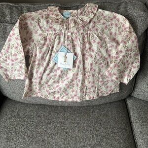 Papo d’ Anjo Floral Kids Shirt with Ruffle Collar. NWT